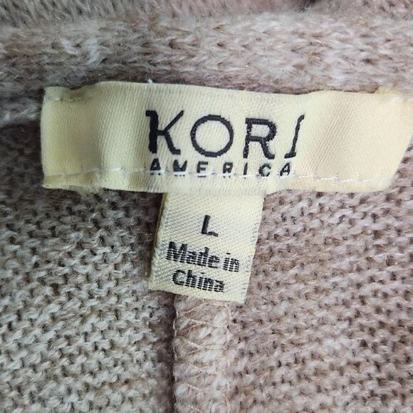 Kori Tan Draped Oversized Sweater Size Large Heather Brown Short Sleeve Sweater - Picture 7 of 9